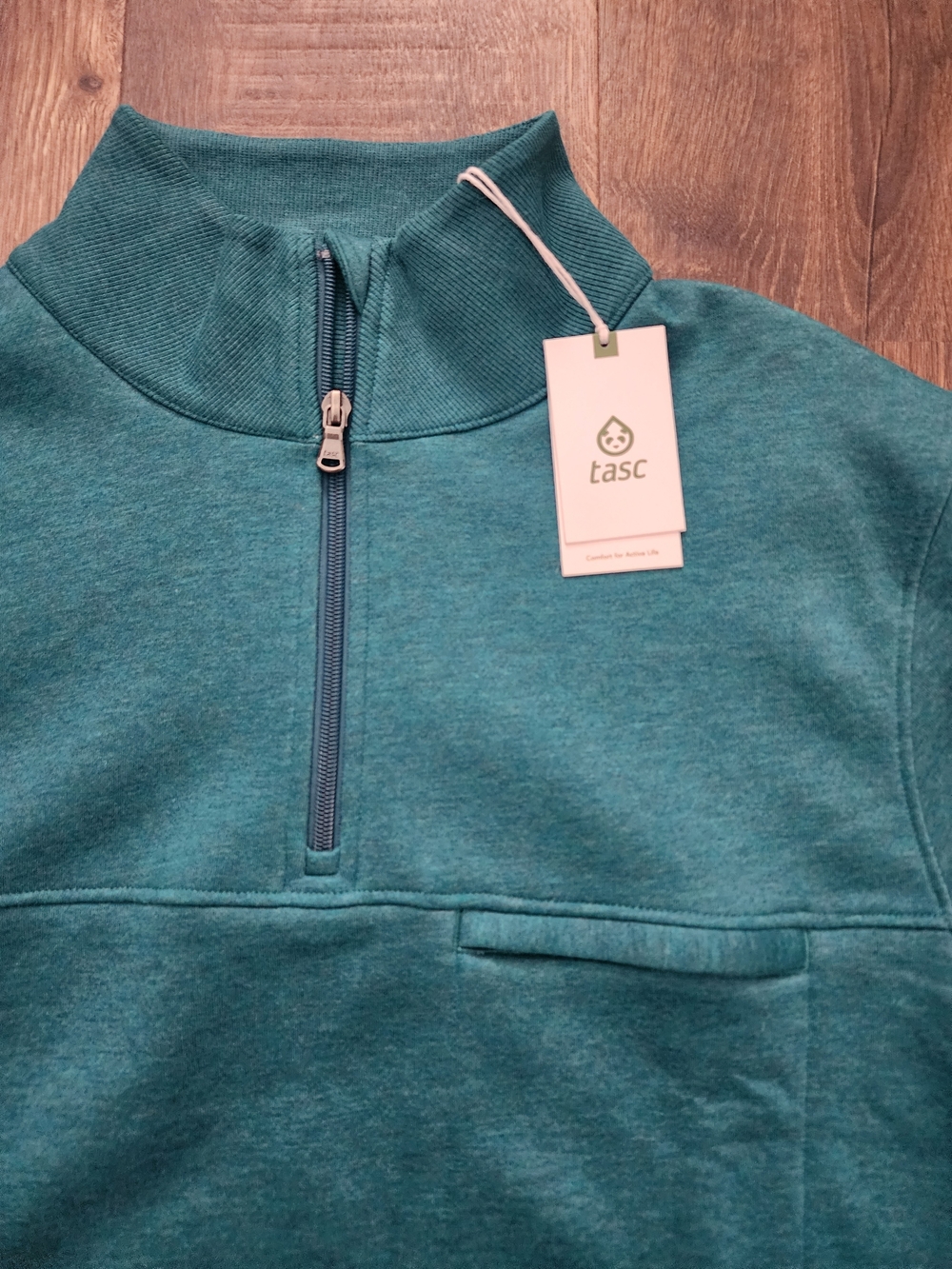 tasc Men's Teal Quarter-Zip Crewneck Sweater